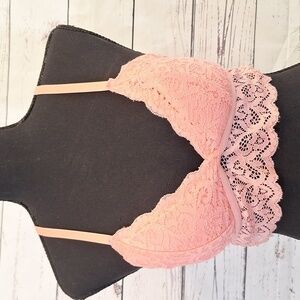 Laura Ashley Peachy Lace Racer Back Bralette sz L